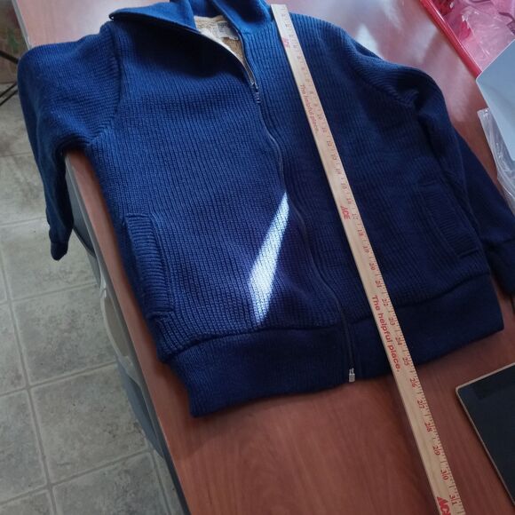 Montgomery Ward sweater coat women's size medium blue tan lined - Picture 8 of 12